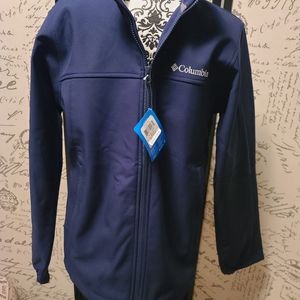 Nwt mens Columbia small zip softshell jacket navy